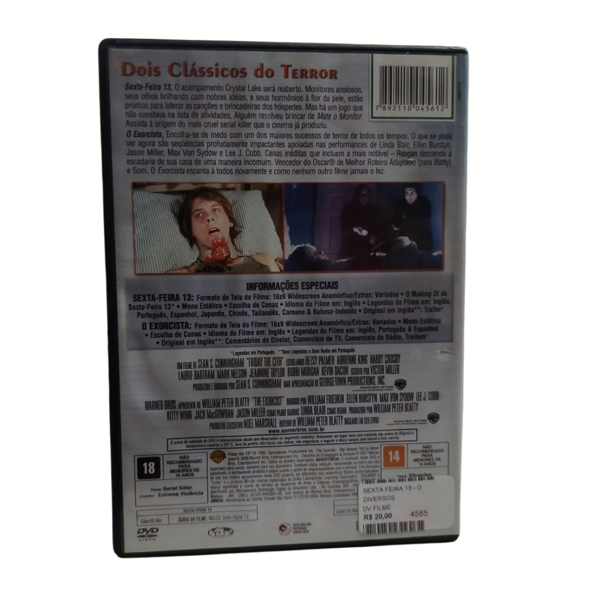 DVD Duplo - 2 Filmes - Sextafeira 13 + O Exorcista (seminovo) - Imagem 3